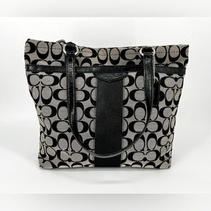 Coach canvas signature stripe 12cm tote